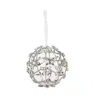 LR Home Handcrafted Silver Crystal Floral Chain Wrapped Globe Christmas Ornament (4-Pack) HOLID09... | The Home Depot