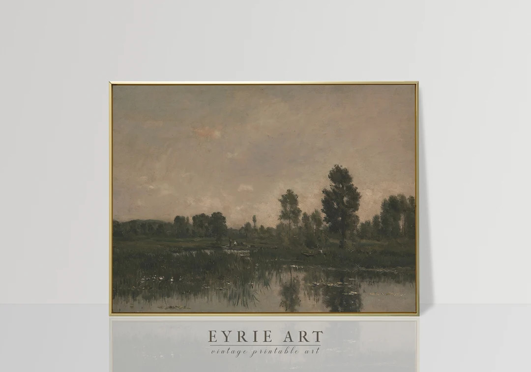 Moody Vintage Landscape Painting, Rustic Nature Wall Art, Farmhouse Wall Decor PRINTABLE 449 - Et... | Etsy (US)