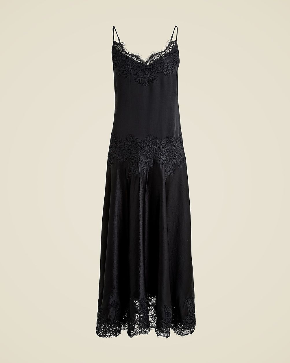 Collection lace-trim slip dress in textured satin | J. Crew US