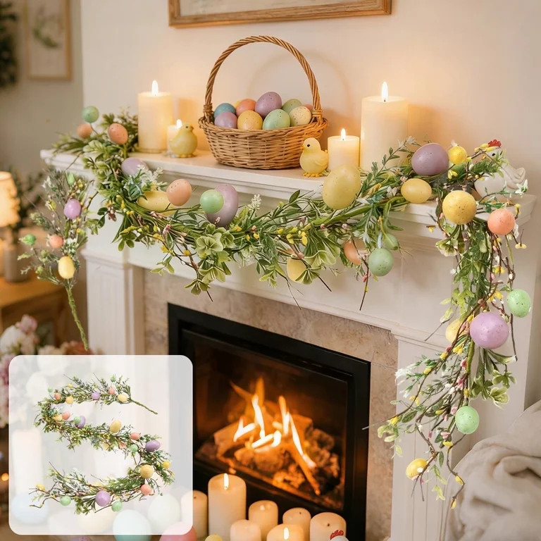 Uscallm Easter Window Lights Bunny Eggs, Easter Eggs Vines Door Decorations, Colorful Spring Flor... | Walmart (US)