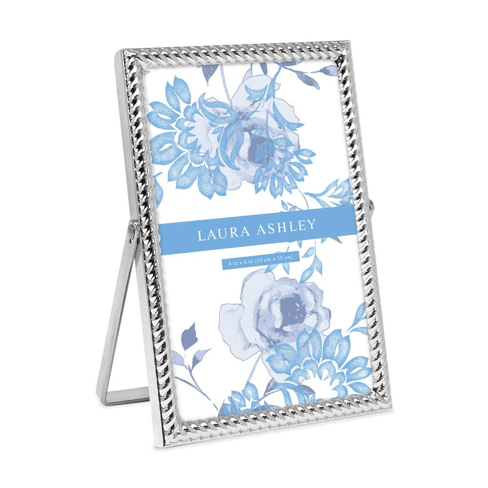 Laura Ashley 4x6 Silver Rope Metal Picture Frame (Vertical) with Pull-Out Easel Stand, Made for T... | Amazon (US)