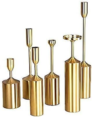 VINCIGANT Brass Candlestick Holders for Pillar Candles,Gold Metal Candle Holders Centerpieces Set... | Amazon (US)
