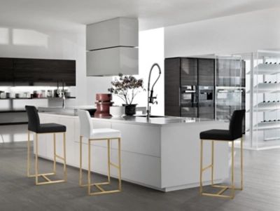 TOV Furniture Denmark White Gold Steel Barstool (Set of 2), White | Ashley Homestore