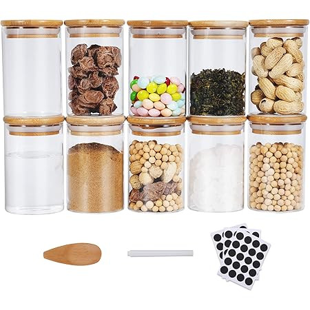 950ml/33oz Glass Jars with Bamboo Lids, 3pcs Airtight Kitchen Food Cereal Containers for Storage,... | Amazon (UK)