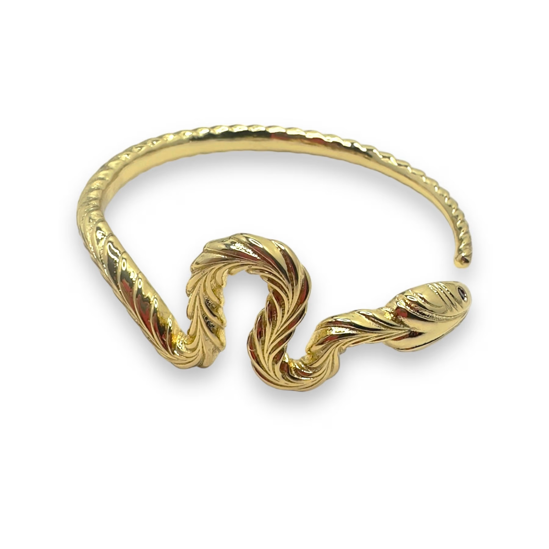 Reputation Snake Bangle In Yellow Gold | Wolf & Badger (US)