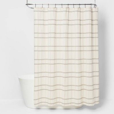 Woven Modern Plaid Shower Curtain Ivory - Threshold™ | Target