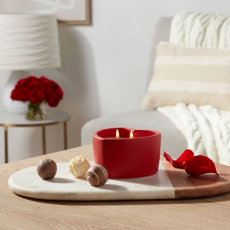 7oz Glossy Glaze Heart Shaped Ceramic roses red - Threshold™ | Target