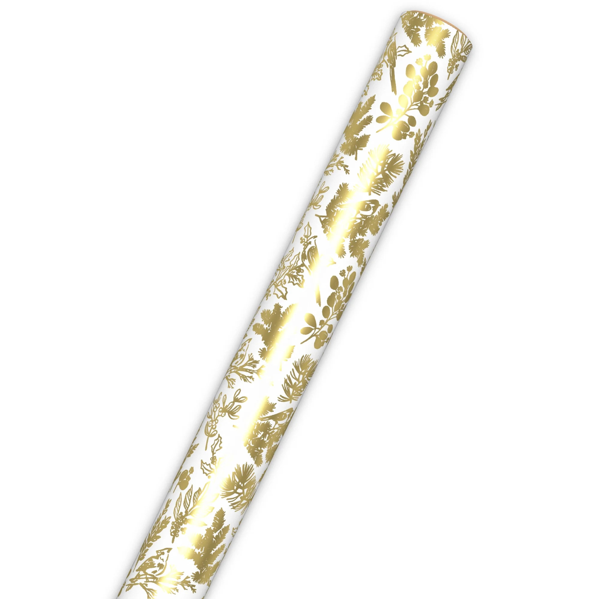 Hallmark Christmas Wrapping Paper Roll (Gold Birds and Botanicals on White Foil) 22.5 Sq. ft. | Walmart (US)