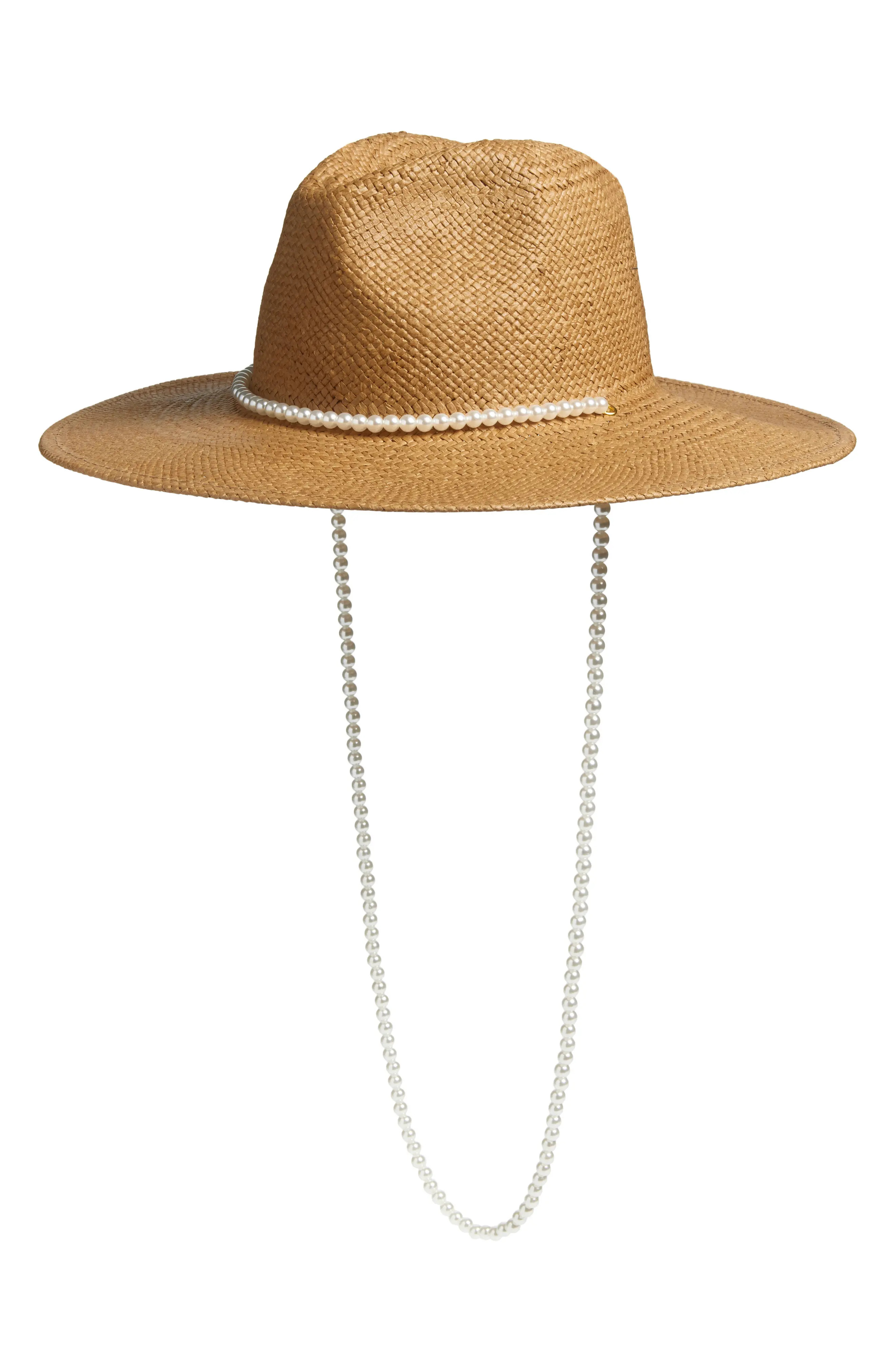 Imitation Pearl Strand Straw Hat (Women) | Nordstrom | Nordstrom
