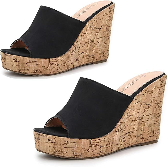 Women's Summer Slip-On Sandals Wedge Platform Slipper Open Toe Sandals Outdoor Dress Heeled Sanda... | Amazon (US)