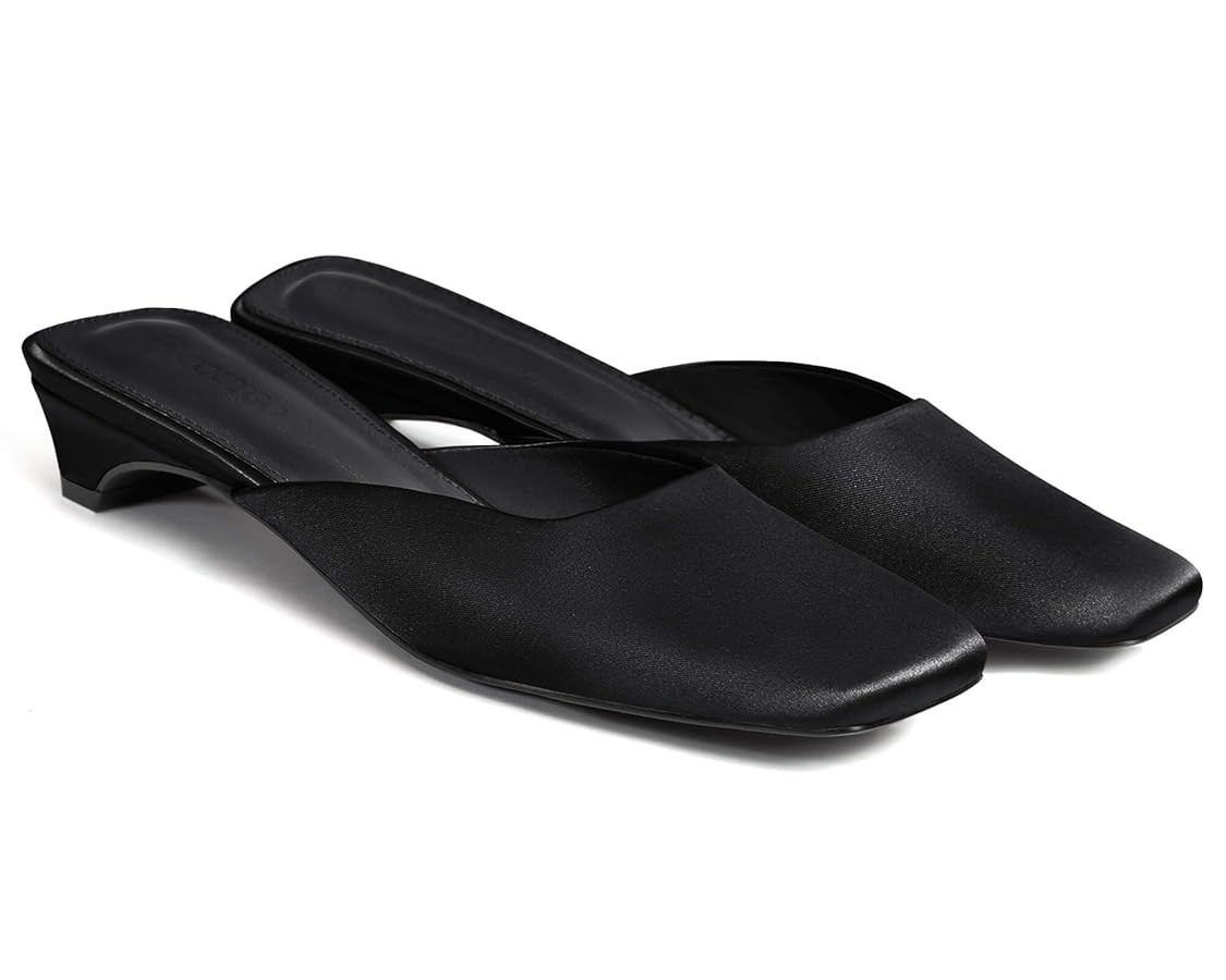 Coutgo Women's Mules Low Kitten Heel Closed Square Toe Slip On Backless Dress Shoes,Size Fits Lar... | Amazon (US)