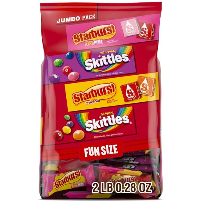 Wrigley SKITTLES Original & Wild Berry, STARBURST Original & STARBURST FaveReds Fun Size Chewy Ca... | Amazon (US)