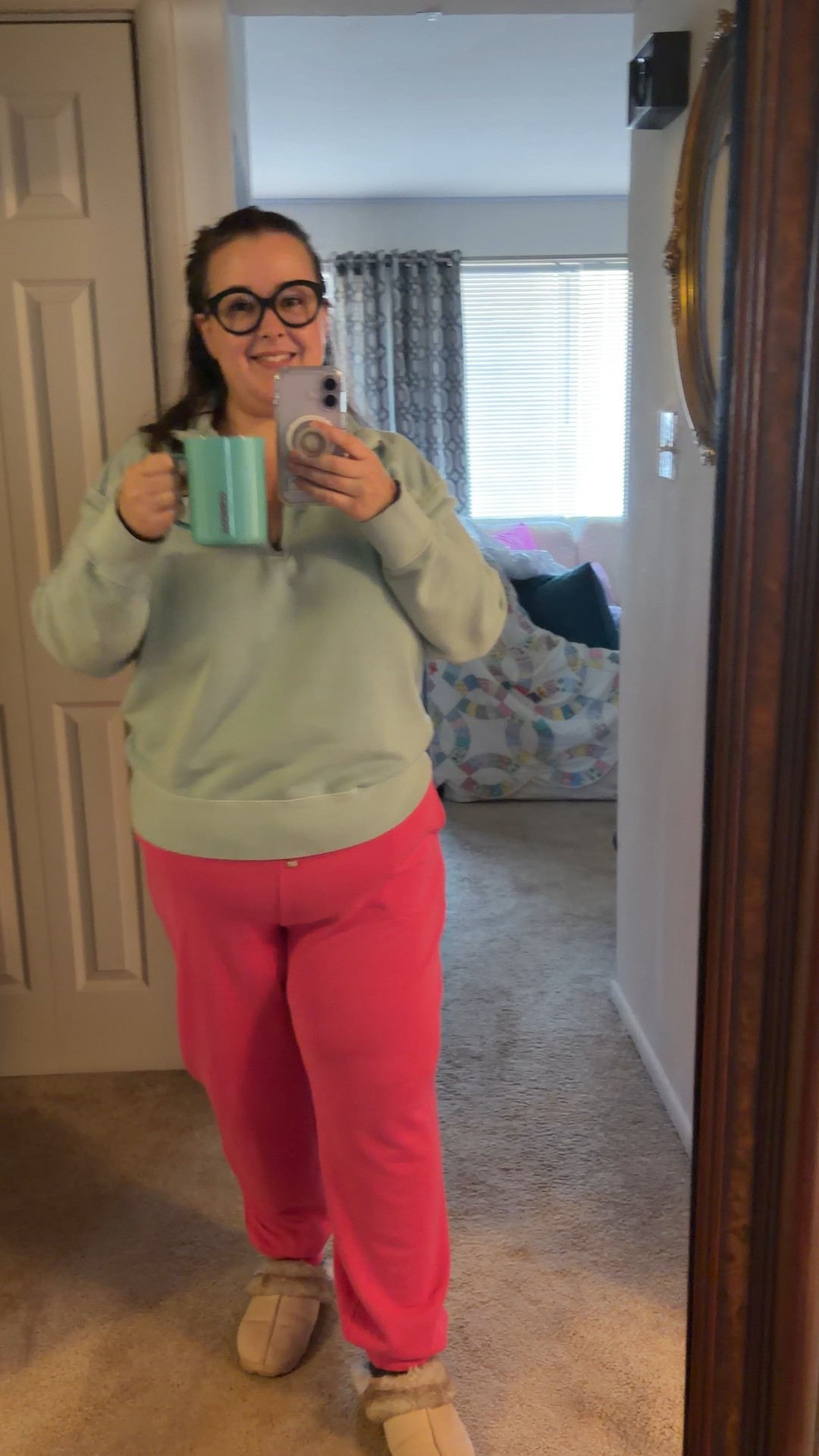 Good morning, sweet people! This is a typical work from home outfit for me. Cozy sweatpants, cozy Shep shirt. Slippers. And a hot cup of tea!

#LTKPlusSize #LTKdayinmylife #LTKWorkwear