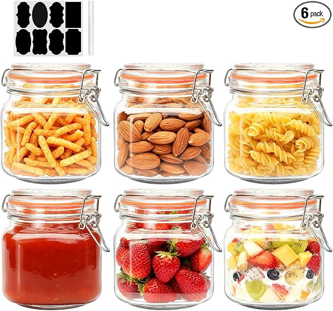 Encheng 25 oz Glass Jars With Airtight Lids And Leak Proof Rubber Gasket,Wide Mouth Mason Jars Wi... | Amazon (US)