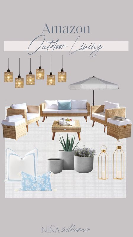 Amazon Outdoor Living! Outdoor furniture - outdoor chandelier pendant - wicker furniture - patio furniture set - outdoor pillows - outdoor planters - outdoor lanterns

#LTKHome #LTKSeasonal #LTKParties