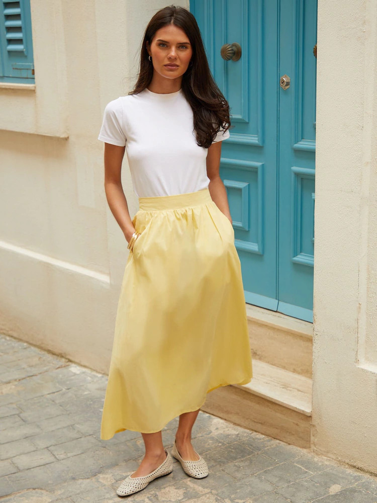 Threadbare Yellow Midi Skirt with Pockets | Next EU