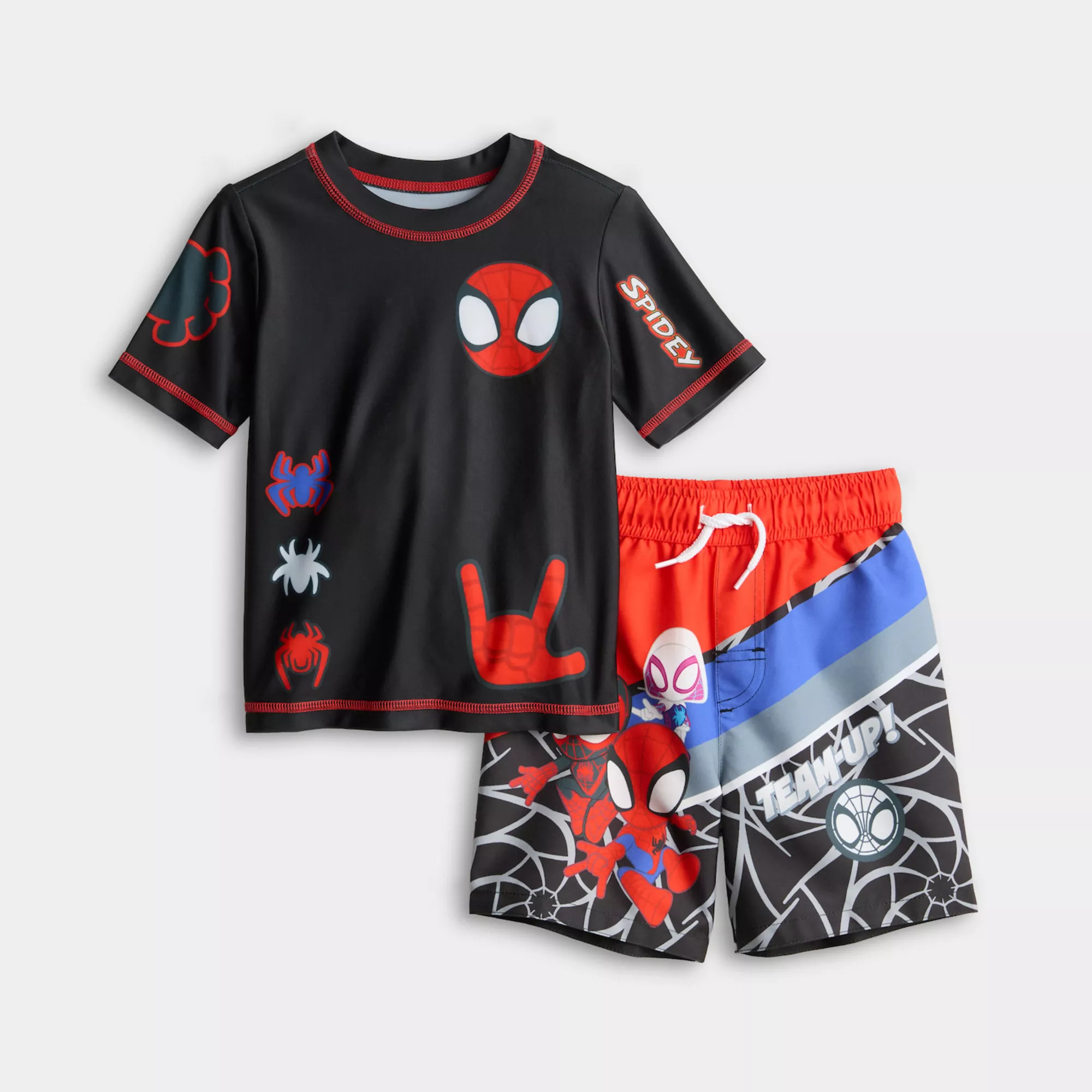 Baby & Toddler Boy Spidey & Friends 2-Piece Rashguard & Swim Trunks Set | Kohl's