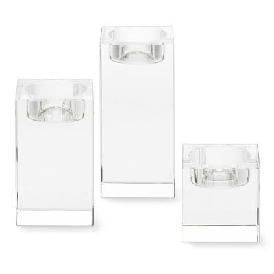 Crystal Votive Holders, Set of 3, Mixed, Clear | Williams-Sonoma