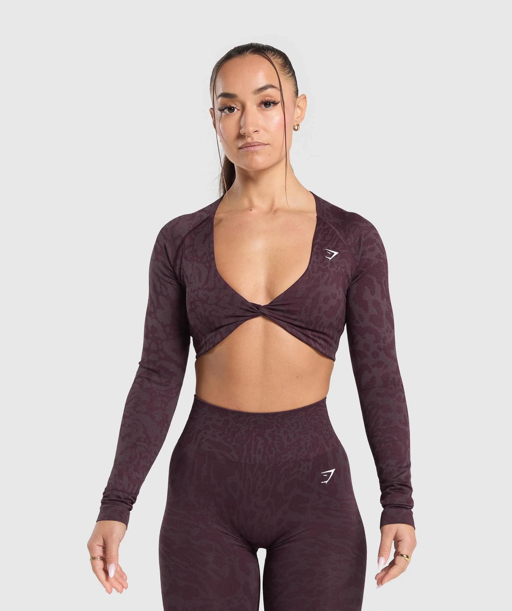 Gymshark Adapt Safari Long Sleeve Crop Top - Depth Purple/Greyed Purple | Gymshark UK