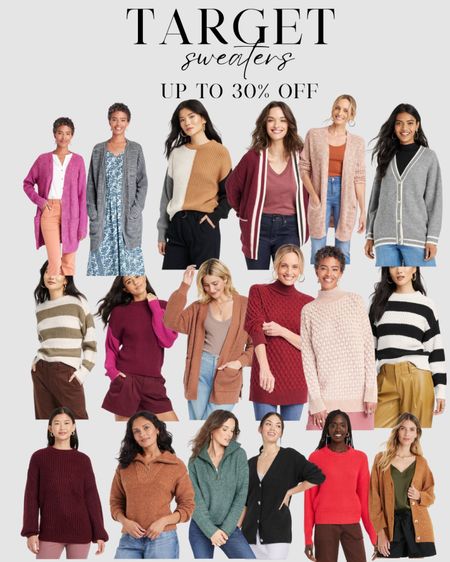 Target sweaters up to 30% off today only for cyber Monday
Wool sweaters, quarter zip, sweaters, cardigan, duster sweater 