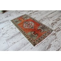 Small Vintage Rug, Turkish Entry Rug , Orange, Bathroom Orange Door Mat, Mini 1.8 X 3.4 Ft | Etsy (US)