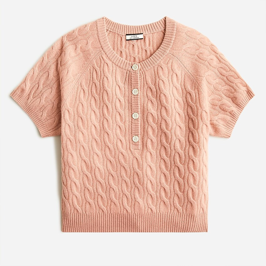 Cashmere cable-knit henley T-shirt | J. Crew US