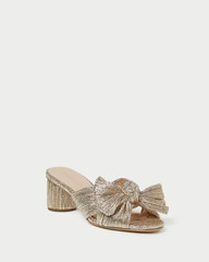 Emilia Champagne Pleated Bow Heel | Loeffler Randall