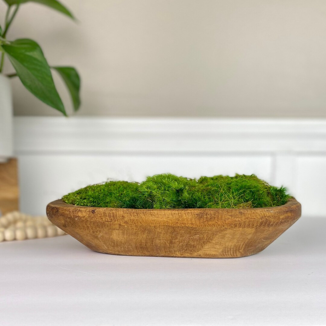 Dough Bowl Moss Centerpiece,coffee Table Decor, Home Office, Moss Art, Bowl With Greenery, Gift f... | Etsy (US)