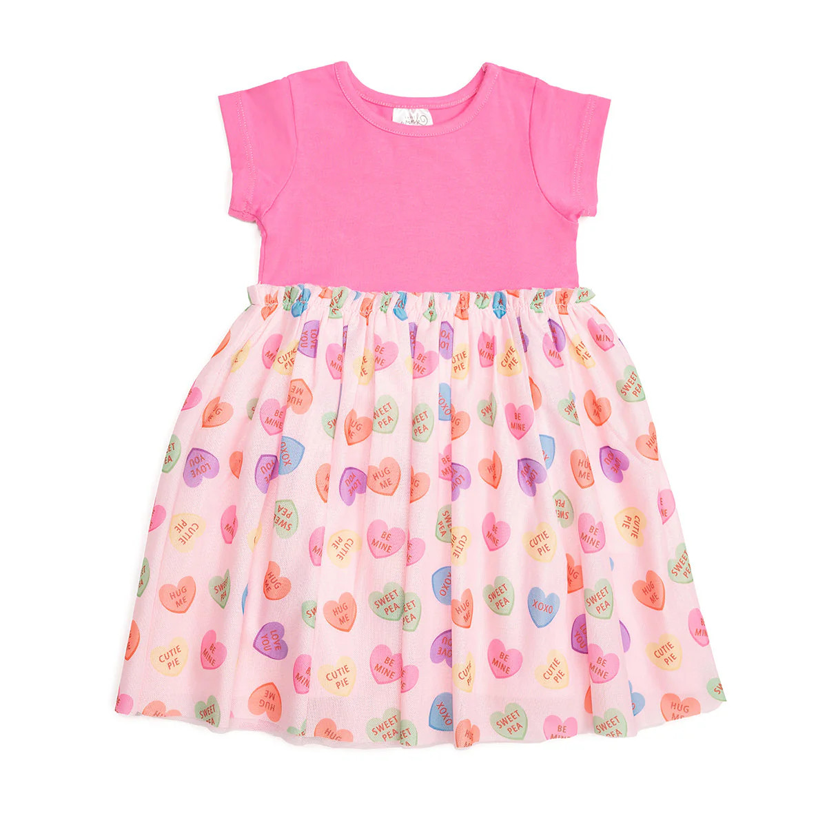 Candy Hearts Valentine's Day Short Sleeve Tutu Dress | Sweet Wink
