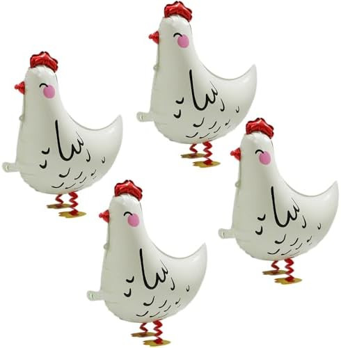 4D Chicken Balloon Walking Farm Animals Balloon Cute Air Walker Chick Decor, 4 Pack White Walk Ch... | Amazon (US)