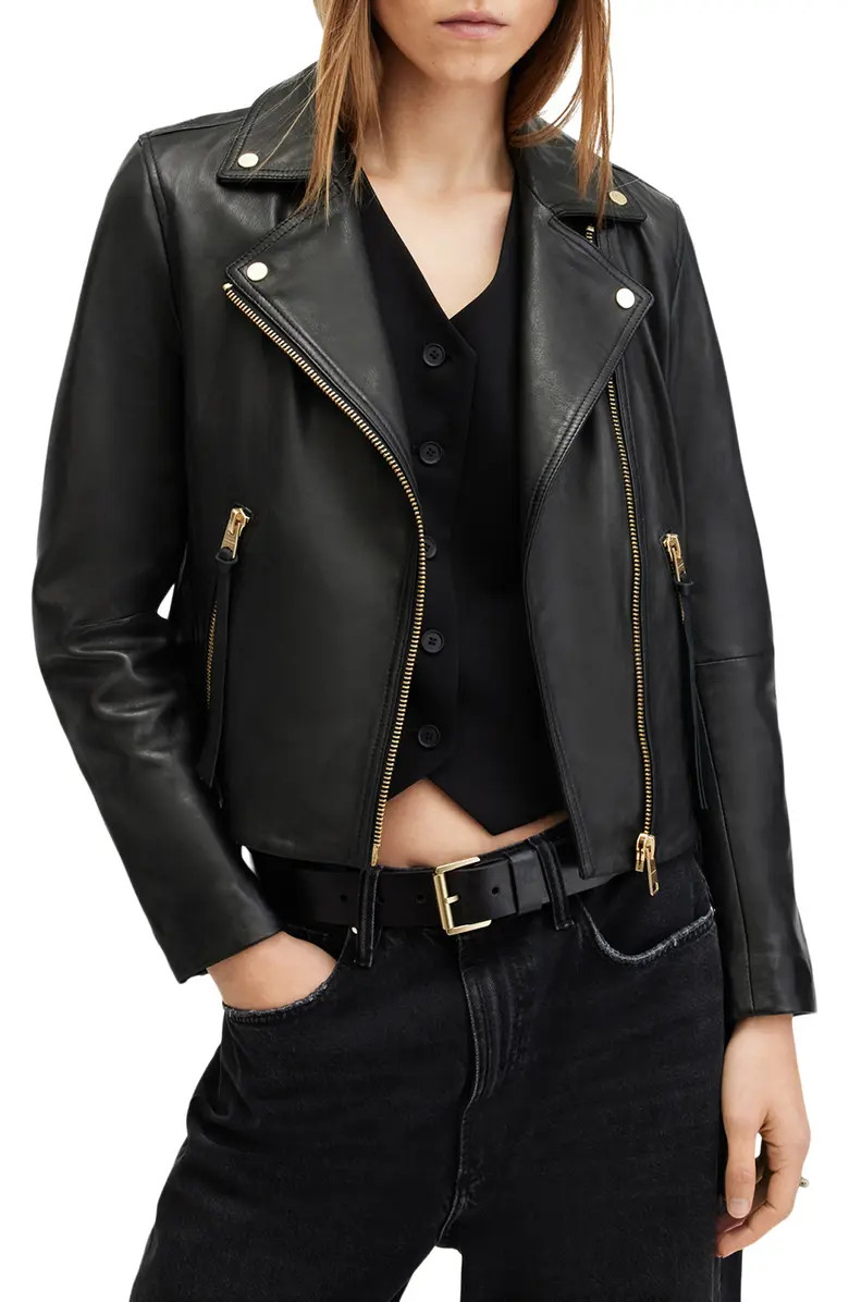 AllSaints Dalby Leather Biker Jacket | Nordstrom | Nordstrom