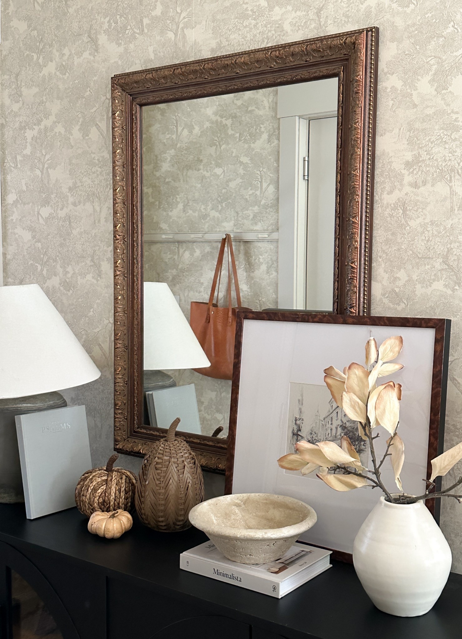 Simple fall console table 🤎 This oversized art is currently on sale!! 

#LTKSeasonal #LTKHome #LTKSaleAlert