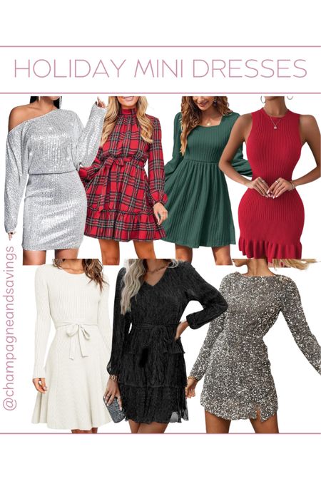 Holiday dress options from Amazon! These are perfect mini dress options for Christmas party outfit ideas, Christmas pictures, office holiday party outfit ideas, and any festive occasion this holiday season! 

#LTKfindsunder50 #LTKSeasonal #LTKHoliday