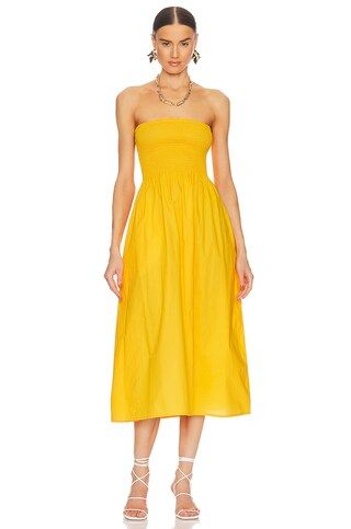 FAITHFULL THE BRAND Madella Midi Dress in Citrus from Revolve.com | Revolve Clothing (Global)