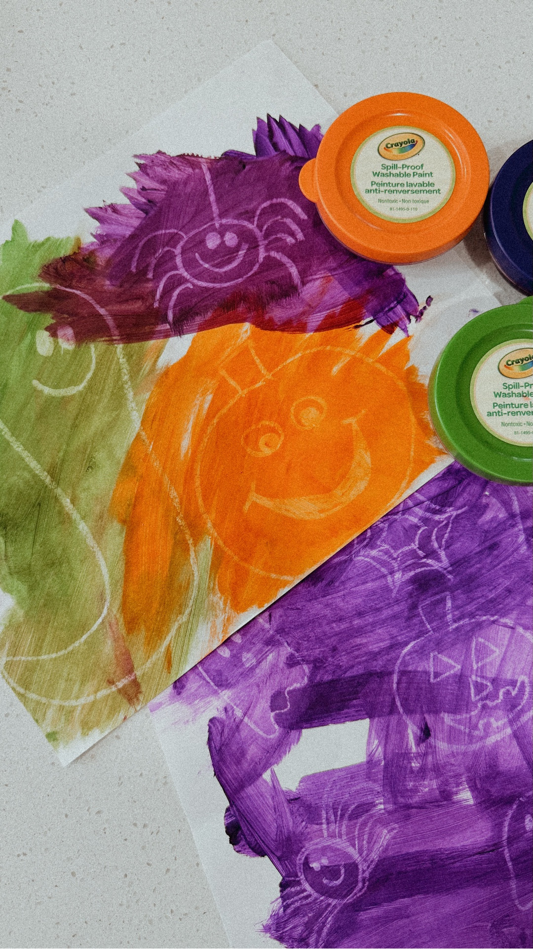 A fun and spooky seek and find activity with just a white crayon and our favorite Crayola spill proof paint. She loved finding the hidden pictures so much that she asked for more! #halloweenfun #halloweencraft #halloweenactivity #toddleractivity #messfreepaint #crayola

#LTKHalloween #LTKKids #LTKFamily