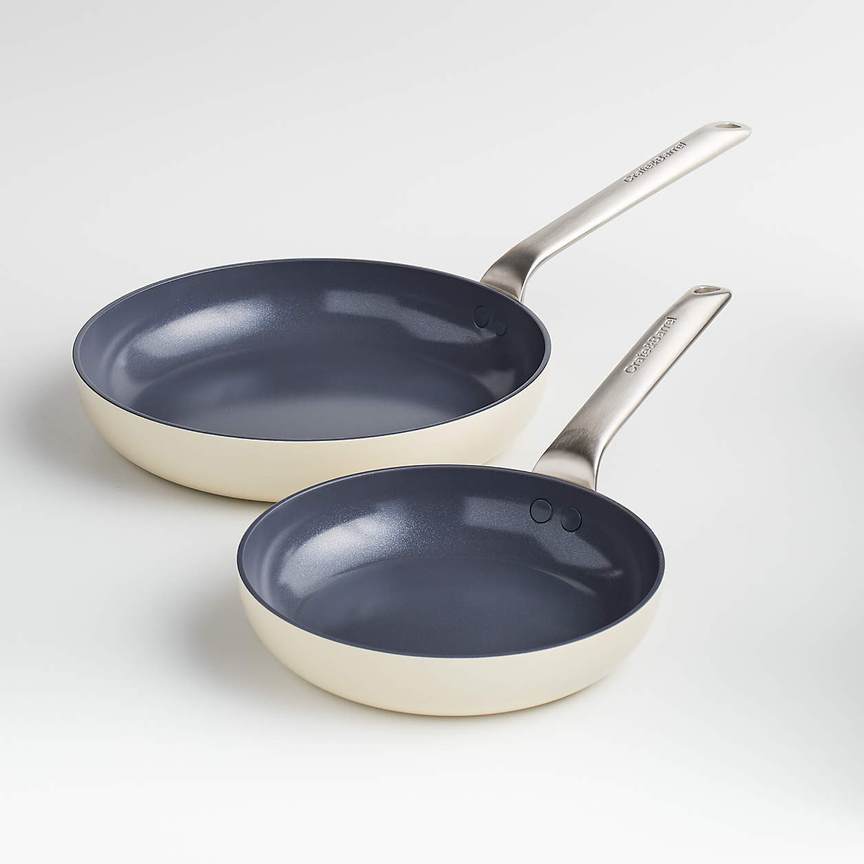 Crate & Barrel EvenCook Ceramic Cream Nonstick 8" and 10" Fry Pans Set + Reviews | Crate & Barrel | Crate & Barrel