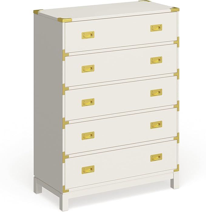 Inspire Q Kedric 5-Drawer Gold Accent CST by Bold White | Amazon (US)