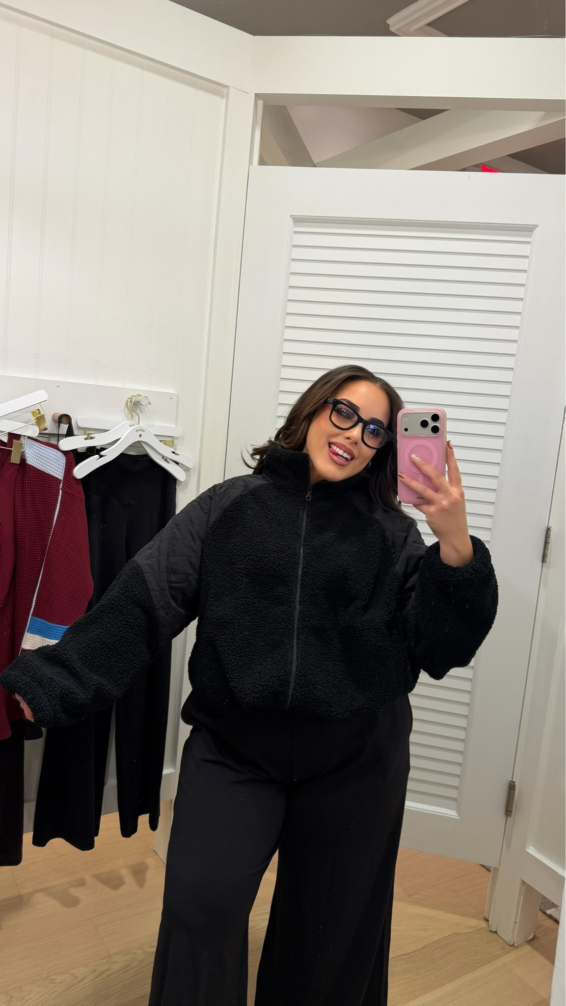 POV trying on clothes at @aerie as a curvy midsize & petite 5’2” 🤓🫶🏼 I tried on everything in size Large! 

#LTKPetite #LTKMidsize