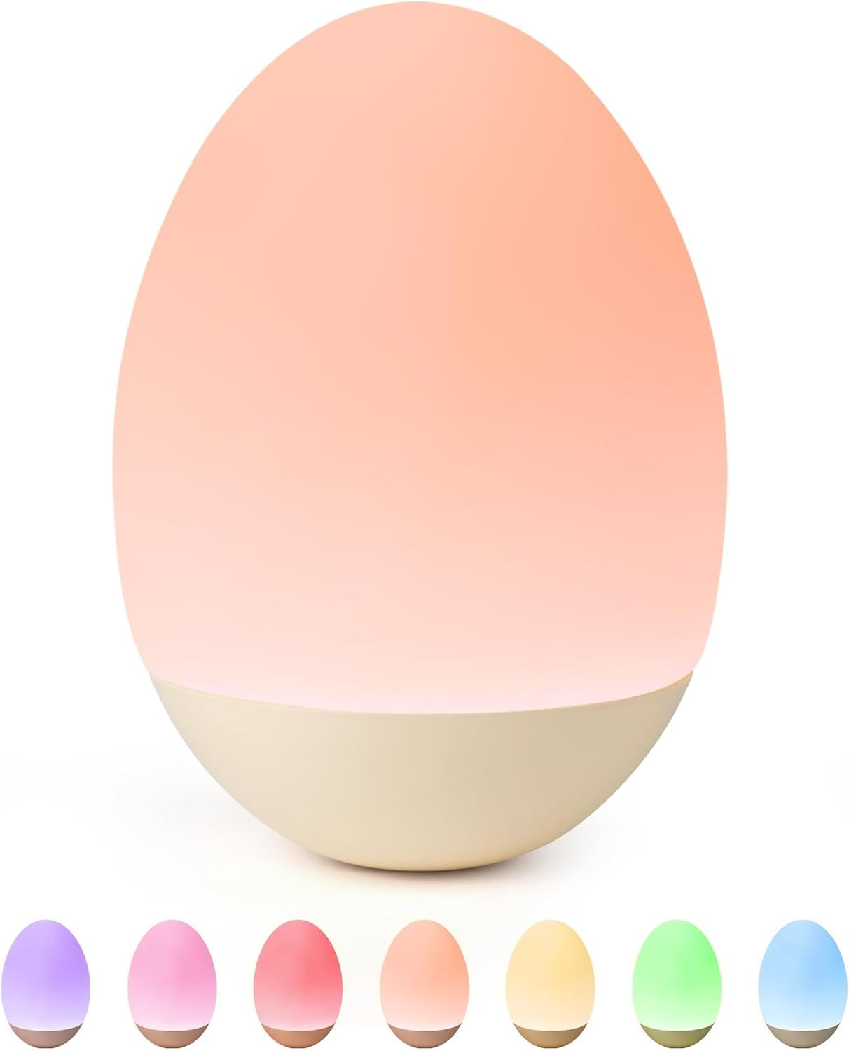 Egg Night Light for Nursery: Baby Night Lights Tap Lamp Stepless Dimming with Warm White and 7 RG... | Amazon (US)