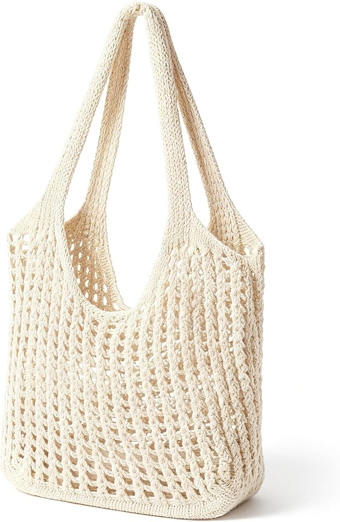Tavaleu Crochet Tote Beach Bags for Women, Mesh Beach Tote Knit Bag, Summer Vacation Aesthetic Bo... | Amazon (US)
