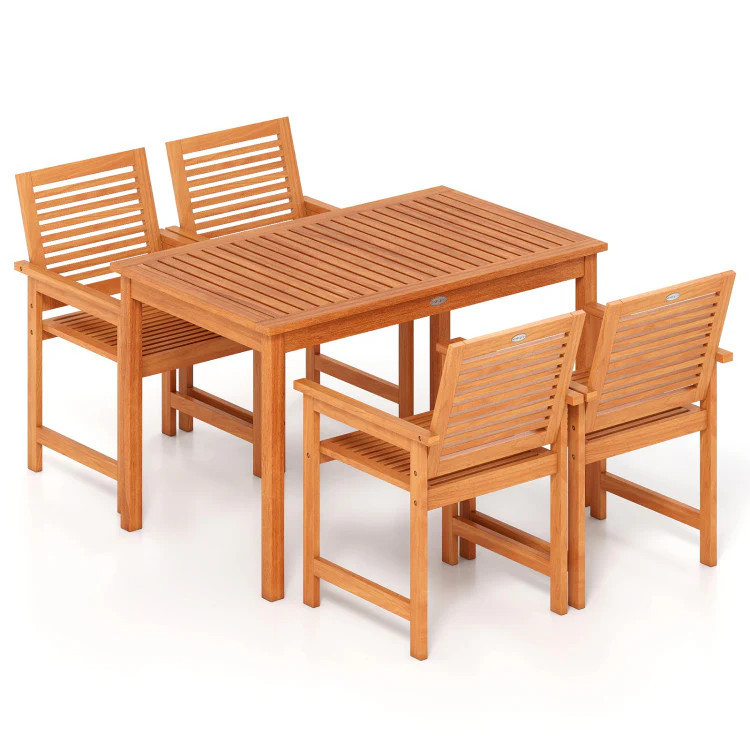 5 Pieces Patio Wood Dining Set Outdoor Rectangular Table and Chairs | Shop Simon