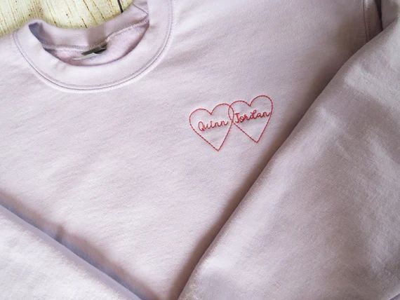 Personalized Intertwined Hearts Sweatshirt Embroidered Fleece | Etsy | Etsy (US)