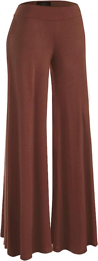 Made By Johnny Women's Solid Casual Comfy Stretchy Wide Leg Palazzo Lounge Pants | Amazon (US)