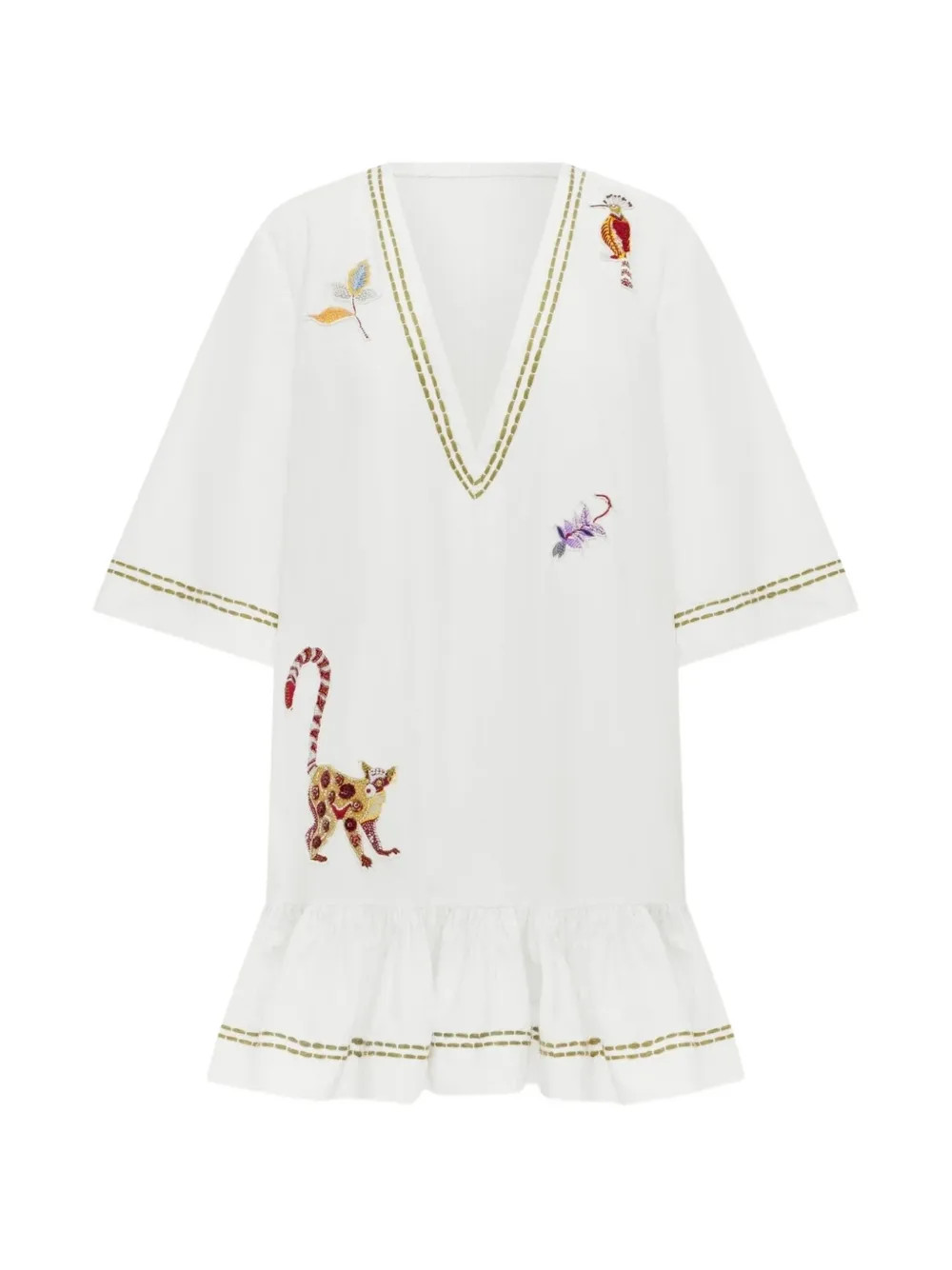 ALEMAIS Camelia embroidered ruffled dress - White | Farfetch Global