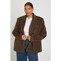 boohoo Women's Plus Single Breasted Oversized Blazer in Mocha | Size: 20 | Denim | boohoo (US & Canada)