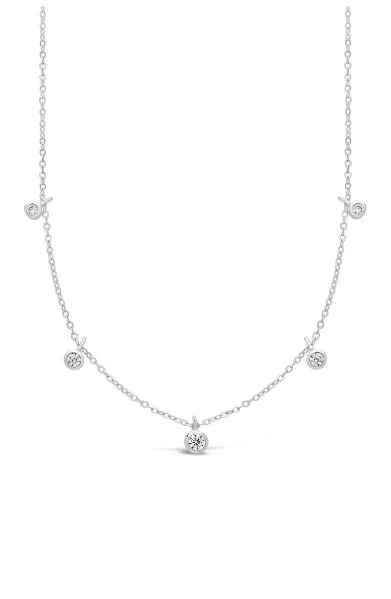 Sterling Silver CZ Dangling Bezel Necklace | Nordstrom Rack
