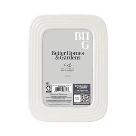 Better Homes & Gardens – 4x6 Picture Frame – White Ceramic Ribbed Tabletop Photo Frame | Walmart (US)