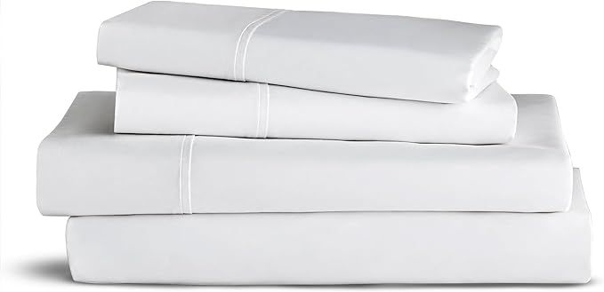 Purity Home 100% Cotton White Sheets for Queen Bed, 400TC Percale Sheets, 4Pc Queen Bed Sheet Set... | Amazon (US)