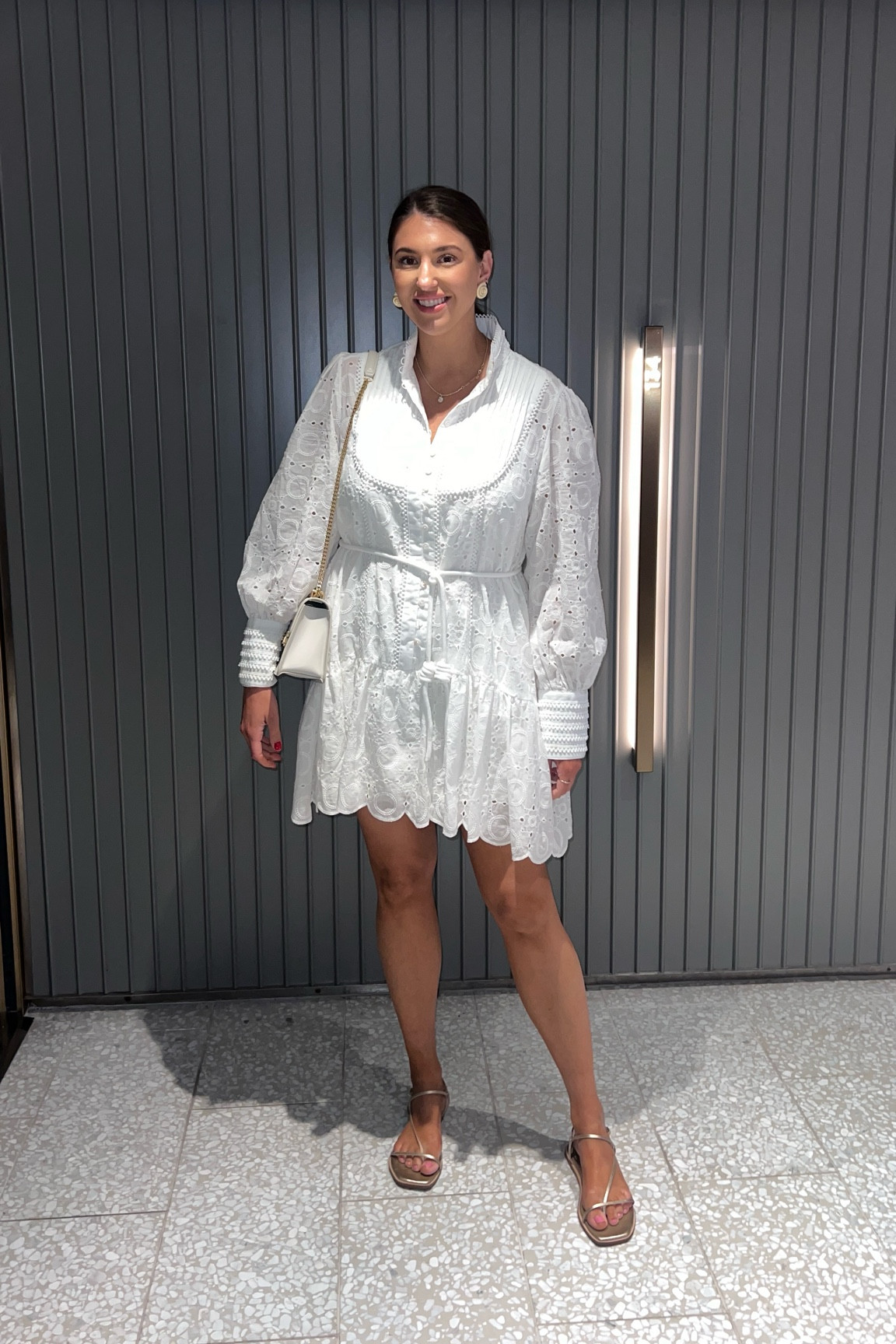 White dress outfit it is Zimmerman Inspired wearing size XXL. 

Gold sandals and white crossbody bag from Ateliers Auguste  

#LTKSeasonal #LTKU #LTKMidsize