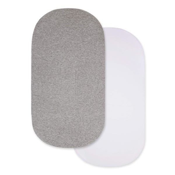 Solid Organic Cotton BEESNUG® Fitted Bassinet Sheet 2 Pack - Heather Grey | Burts Bees Baby